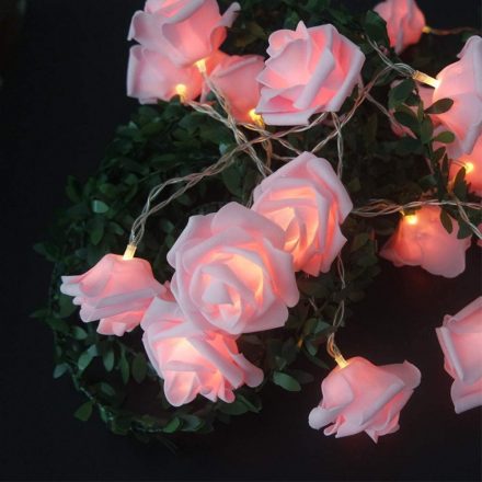 Union Knights Elemes rózsa fényfüzér, meleg fehér fénnyel, pink/fehér színben